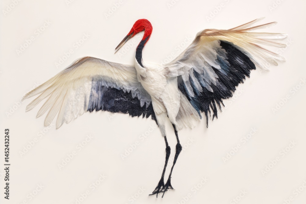 Elegant Crane Bird Crafted from Thread: A Detailed Art Project Elegant Crane Bird Crafted from Thread: A Detailed Art Project