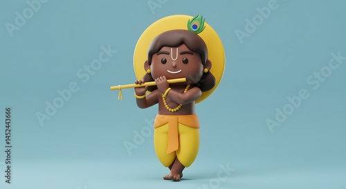 Adorable 3D Krishna Illustration