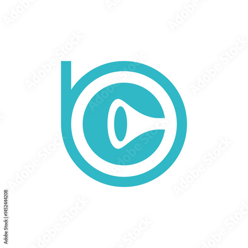Initial B And C With Trumpet Shape On Negative Space Logo Illustration Editable Vector Template