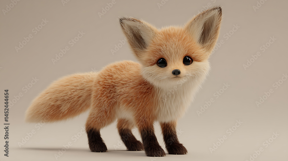 Fototapeta premium Adorable young fox with soft, fluffy fur.