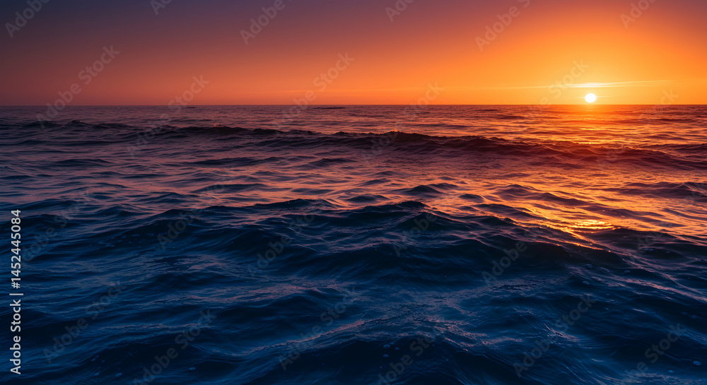 Obraz premium Tranquil Ocean Sunset with Waves and Vibrant Colorful Sky