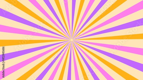 Cartoon background animation with colorful striped rays with retro concept