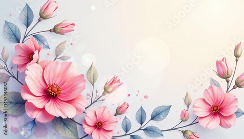 Delicate watercolor floral pattern, pastel hues, soft focus , repeat, pattern