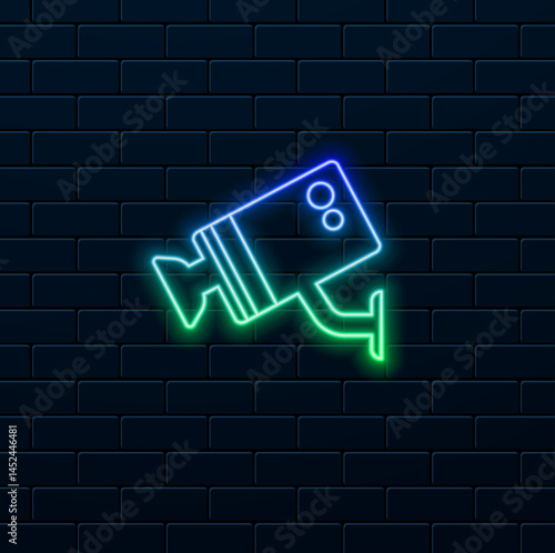 neon style. Surveilance camera flat icon, security and cctv. Surveilance camera icon, security and cctv flat, vector graphics