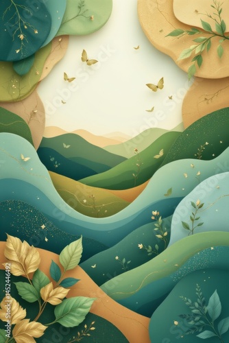 Abstract Landscape with Butterflies