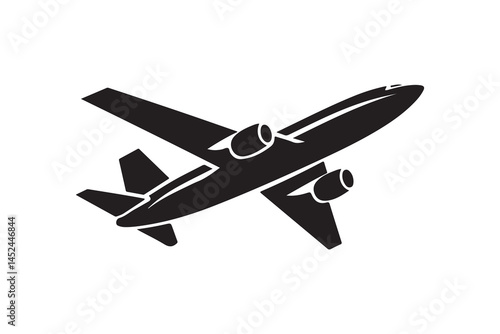 Airplane Black Silhouette – Jet Aircraft Vector Illustration