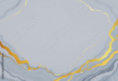 Elegant grey wedding invitation with gold accents and soft marble texture, abstract liquid design,  elegant,  fluid photo