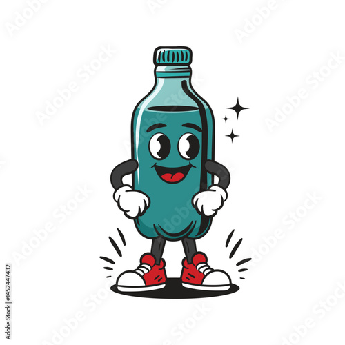 Cool Bottle Mascot Character Vector