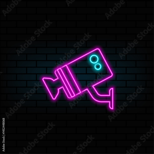 Smooth security camera and Surveilance camera cctv. neon style. Surveilance camera icon, security and cctv flat, vector graphics