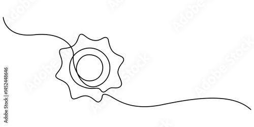 Setting icon continuous one line drawing vector illustration, A single line drawing of a gear. Continuous line gearwheel icon. One line icon. Vector illustration, moving cog gears for business minimal