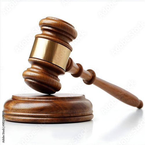 A wooden gavel isolated on a white background.
