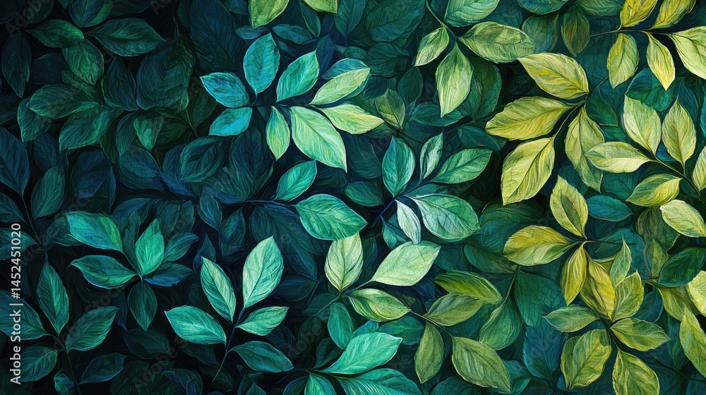 custom made wallpaper toronto digitalLush green leaves create a vibrant botanical design.