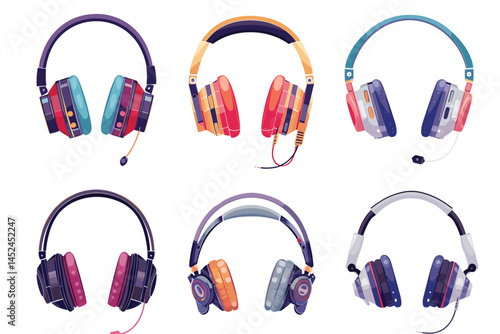 On-Ear headphones set vector illustration 