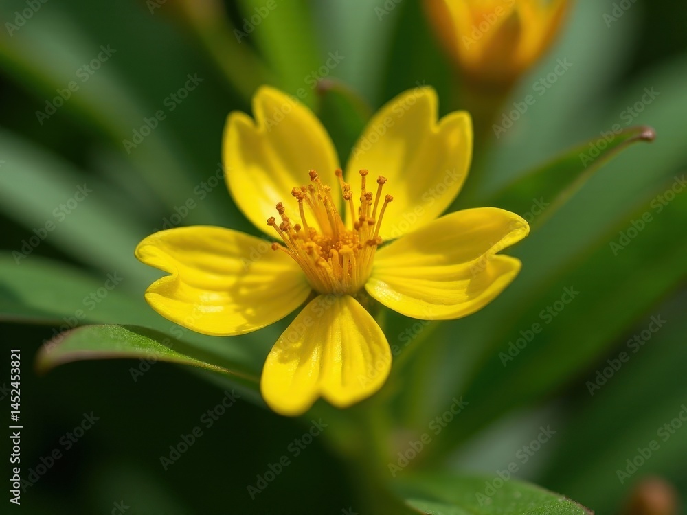 medicinal herbs and berries, traditional medicine Yellow flower with a green stem. The flower is in full bloom and has a lot of petals medicinal herbs and berries, traditional medicine Yellow flower with a green stem. The flower is in full bloom and has a lot of petals