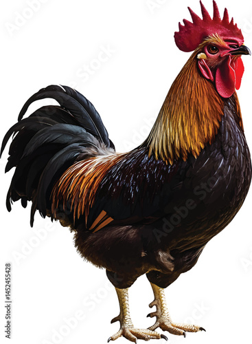 An isolated Rooster on white background, vector, png