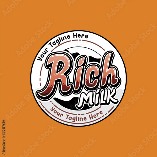 Rich Milk typography logo label for dairy products