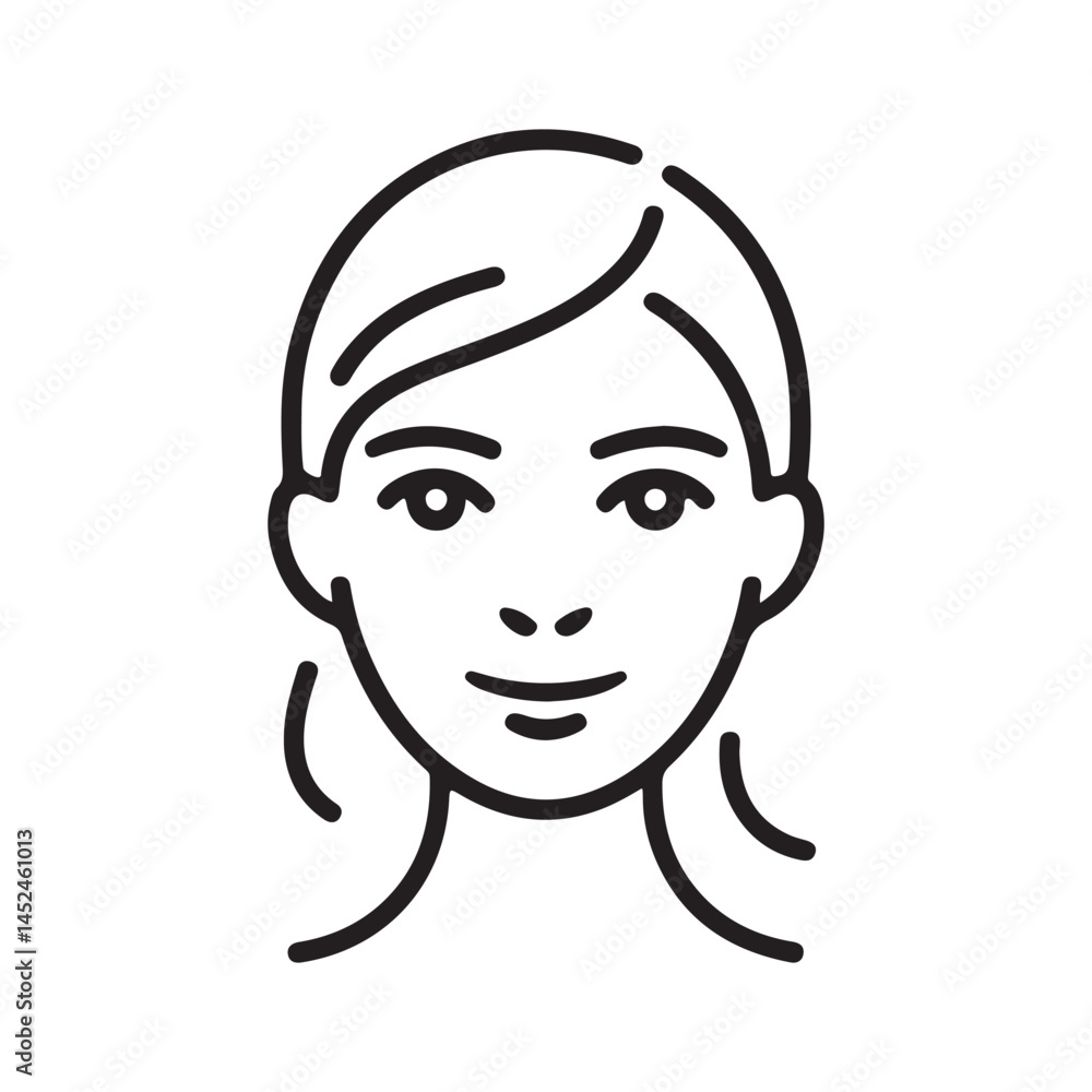 Single girl face icon vector. Woman face silhouette icon. Vector illustration eps 10 Single girl face icon vector. Woman face silhouette icon. Vector illustration eps 10