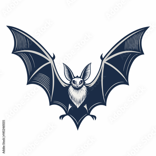 Canvas Print Create a vector illustration of a bold-stroked bat, emphasizing its wings' detailed structure