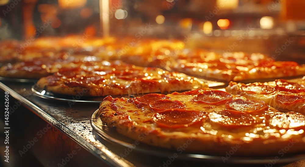 custom made wallpaper toronto digitalFresh Pepperoni Pizza in Display Case  Hot and Delicious Fast Food Close-Up