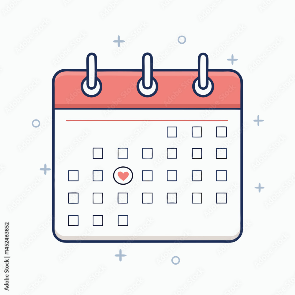 Create a bold vector illustration of a February calendar icon with a thick, heavy outline. Ensure high resolution and clean lines. Create a bold vector illustration of a February calendar icon with a thick, heavy outline. Ensure high resolution and clean lines.