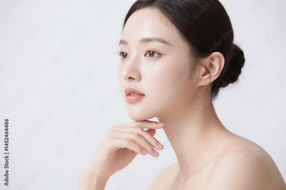 Elegant Asian Woman Showcasing Flawless Skincare And Minimalist Beauty Look Elegant Asian Woman Showcasing Flawless Skincare And Minimalist Beauty Look