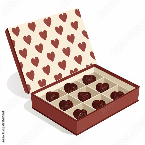 Create a bold, vector illustration of a closed chocolate box with a prominent, thick stroke.  Show realistic details like seams and a potential ribbon.