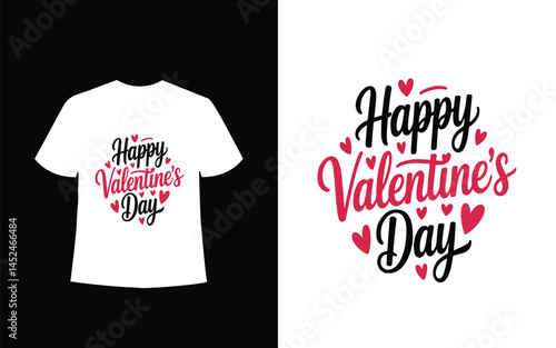 Happy Valentines day text Lettering heart shape t-shirt design template