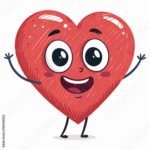 Create a vector graphic of a cute, smiling heart with a bold, thick outline.  Ensure the heart is easily scalable and has a friendly, cartoonish style.