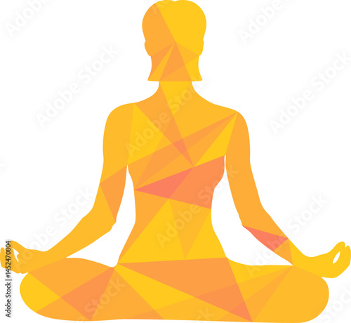 Colorful yoga day pose. Yoga pose with lowpoly pattern vector isolated.