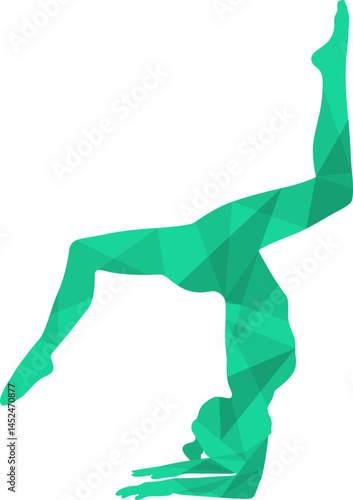Colorful yoga day pose. Yoga pose with lowpoly pattern vector isolated.