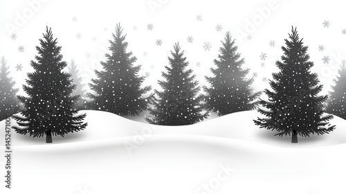 Wallpaper Mural Snowy winter forest scene with fir trees. Torontodigital.ca
