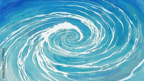 Aquatic Spiral Dance whirlpool  isolated watercolor vector illustration svg