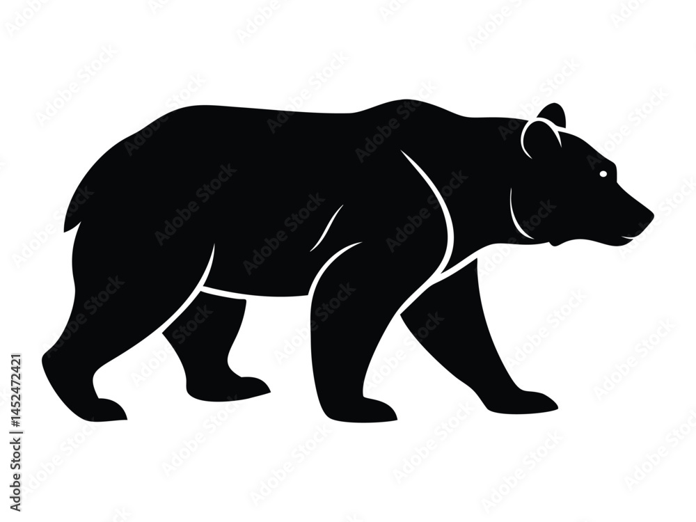 Fototapeta premium California Bear Black vector and Silhouette vector illustration of a wild bear, a mammal animal in nature