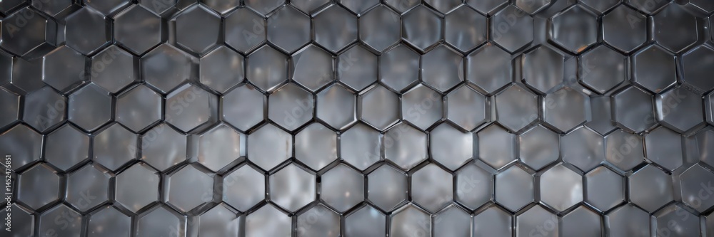 Fototapeta premium Abstract hexagonal backdrop, metallic sheen and gleam , texture, steel