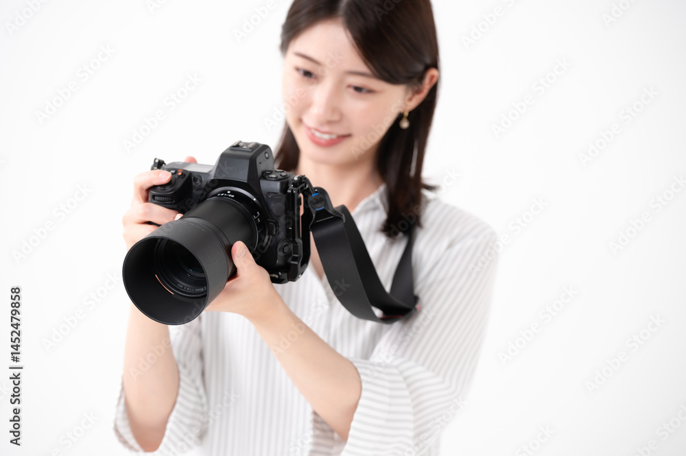 カメラを持つ女性 カメラを持つ女性