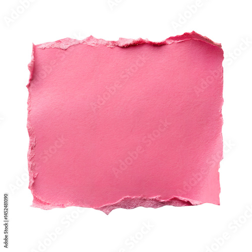 piece of pink color paper tear isolated on transparent background, png