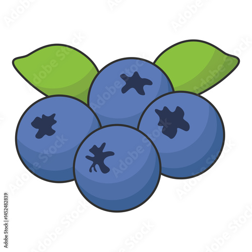 Vector blueberry icon. Flat cartoon illustration