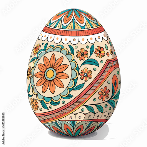 Create a vector illustration of a bold-stroked Easter egg, featuring a simple, clean design.  Include a subtle pattern (if desired).