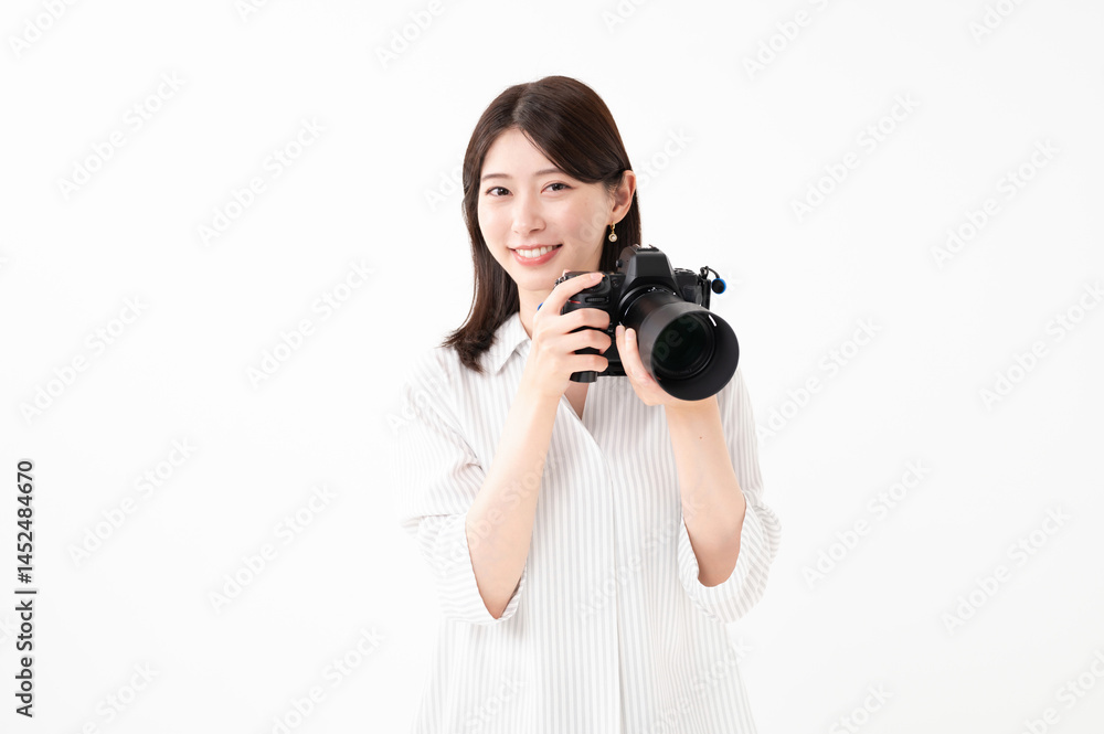 カメラを持つ女性 カメラを持つ女性