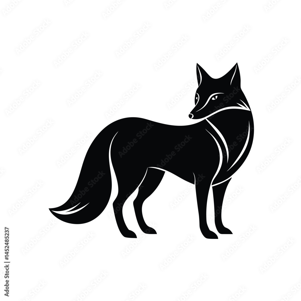 vector image of a fox silhouette on white background. vector image of a fox silhouette on white background.