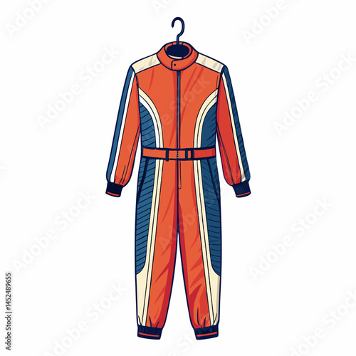 Create a vector illustration of a bold-stroked racing jumpsuit, emphasizing Han Solo's iconic style.  Include detailed textures and sharp lines.