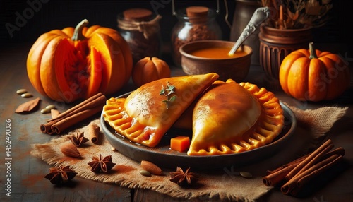 Burnt Orange Pumpkin Empanadas Flaky pastry pockets dusted with