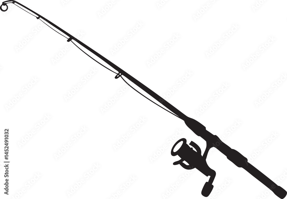 Obraz premium Fishing rod icon silhouette vector illustration isolated on white background