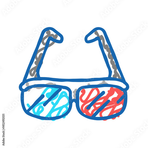 3d glasses icon doodle illustration