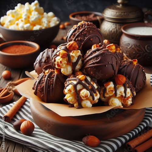 Chocolate Drizzled Popcorn Balls