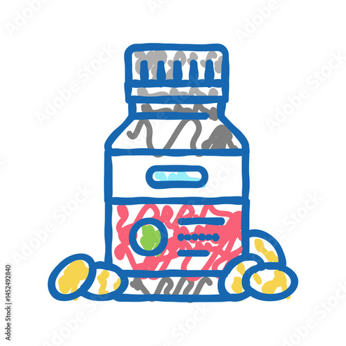 vitamins for sportsman icon doodle illustration
