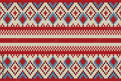 Ethnic Tribal Knitted Seamless, Fair Isle Knitted, Yarn, Damask, Traditional Christmas Knitted, Knitted Seamless Winter