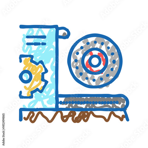 equipment and parts fabrication icon doodle illustration