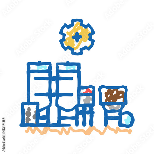 manufacture factory icon doodle illustration