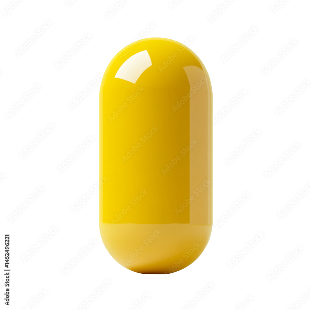 A yellow capsule, simple shape, transparent background A yellow capsule, simple shape, transparent background